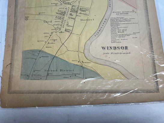 Antique Windsor, Connecticut Town Map With Business Reference - Photo 3