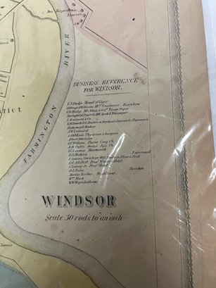 Antique Windsor, Connecticut Town Map With Business Reference - Photo 5