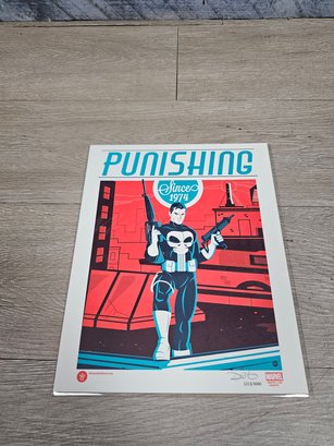 BAM BOX SIGNED DAVE PERILLO 8X10 PUNISHER PUNISHING MARVEL ART PRINT 1496/3000* BM3