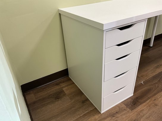 IKEA White Lagkapten/Alex Desk With 5 Drawers (1 Of 2) 55In (W) X 24In (D) X 28.5(H) - Photo 13