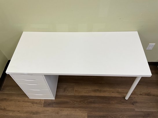 IKEA White Lagkapten/Alex Desk With 5 Drawers (1 Of 2) 55In (W) X 24In (D) X 28.5(H) - Photo 3