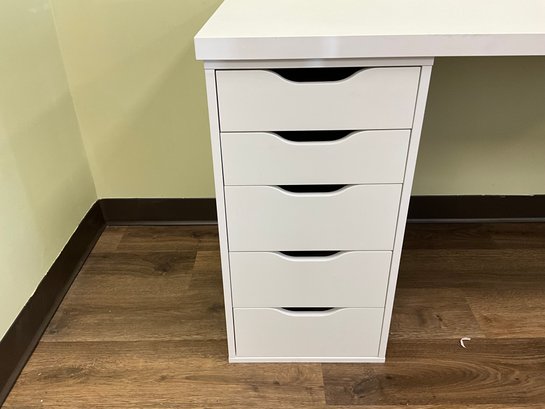 IKEA White Lagkapten/Alex Desk With 5 Drawers (1 Of 2) 55In (W) X 24In (D) X 28.5(H) - Photo 8