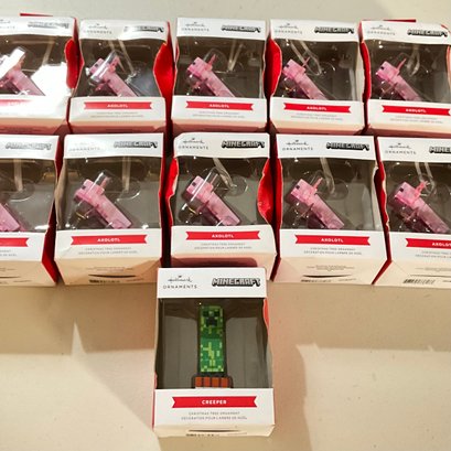 Lot Of 11 Hallmark Keepsake Minecraft Ornaments Axolotl & Creeper.