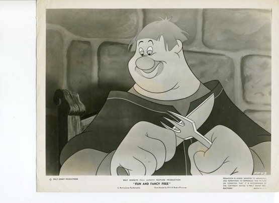 Lot Of 2 Glossy 8"x10" Cartoon Stills From Walt Disney's "Fun And Fancy Free"