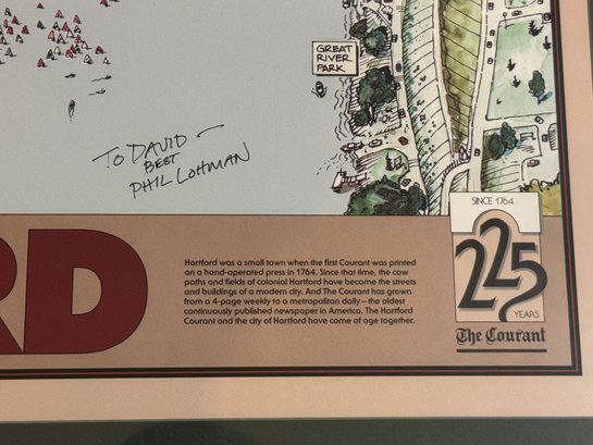 Matted And Framed Poster Of Hartford, CT Signed By Artist Phil Lohman - Photo 3