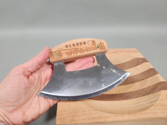 Striped Wooden Cutting Board With Alaska Chopper - Photo 5