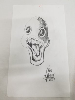 Vincent M. Abner Sr. Art Hatching Sketch In Ink & Marker  8x14 -Lot # 435